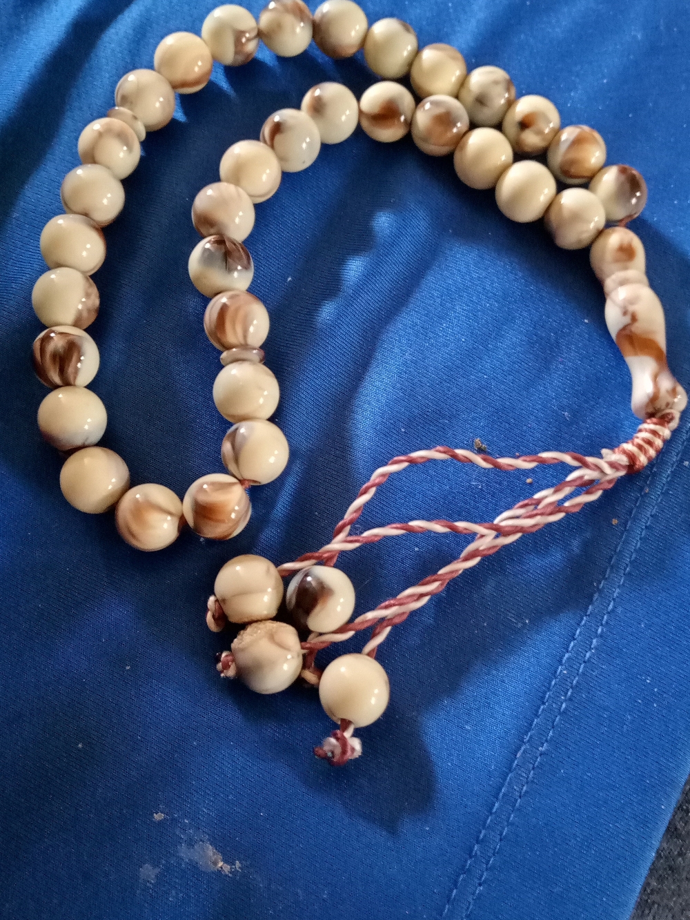 Beige & Brown Marbled Bead Bracelet Necklace - Women Jewelry